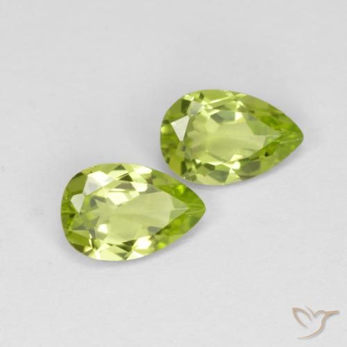 0.80 ctw Green Peridot Stones, Natural Peridot in Pear Facet Shape for Sale