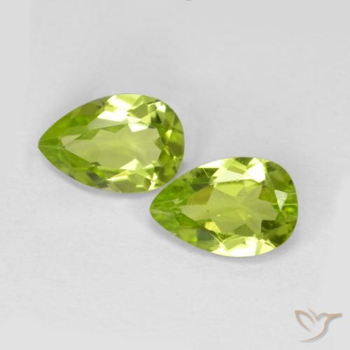 0.88 ctw Green Peridot Stones, Natural Peridot in Pear Facet Shape for Sale