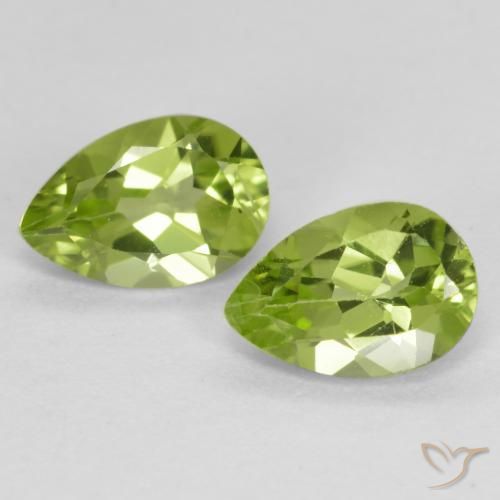 0.86 ctw Green Peridot Stones, Natural Peridot in Pear Facet Shape for Sale