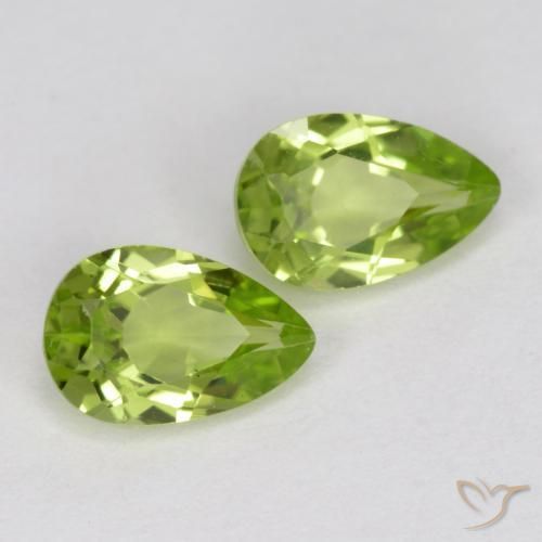 0.93 ctw Green Peridot Stones, Natural Peridot in Pear Facet Shape for Sale