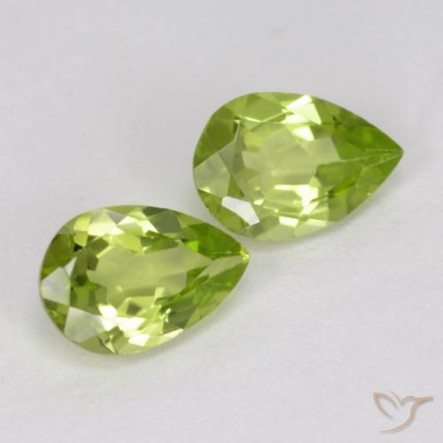 0.85 ctw Green Peridot Stones, Natural Peridot in Pear Facet Shape for Sale