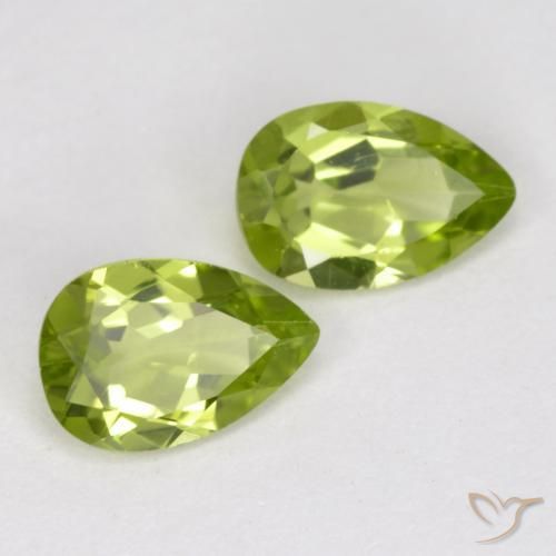 0.83 ctw Green Peridot Stones, Natural Peridot in Pear Facet Shape for Sale