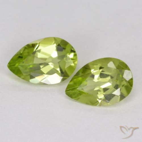 0.76 ctw Green Peridot Stones, Natural Peridot in Pear Facet Shape for Sale