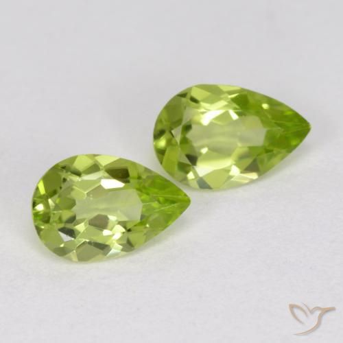 0.82 ctw Green Peridot Stones, Natural Peridot in Pear Facet Shape for Sale