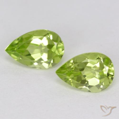 0.86 ctw Green Peridot Stones, Natural Peridot in Pear Facet Shape for Sale