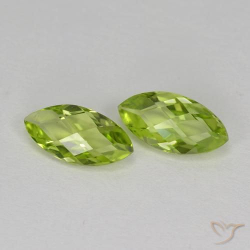 1.21 ctw Green Peridot Stones, Natural Peridot in Marquise Checkerboard (double sided) Shape for Sale