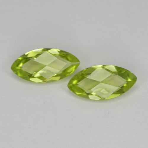 Verde vivo Peridoto Gema - 0.6ct Marquesa checkerboard (en ambos lados) (ID: 571933)