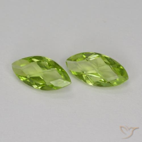 1.00 ctw Green Peridot Stones, Natural Peridot in Marquise Checkerboard (double sided) Shape for Sale