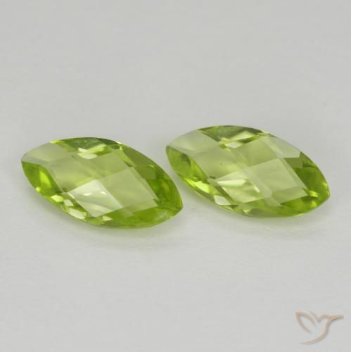 1.04 ctw Green Peridot Stones, Natural Peridot in Marquise Checkerboard (double sided) Shape for Sale
