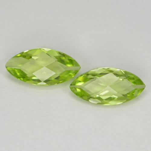 Light Lively Green Peridot Gem - 0.6ct Marquise Checkerboard (double sided) (ID: 571939)
