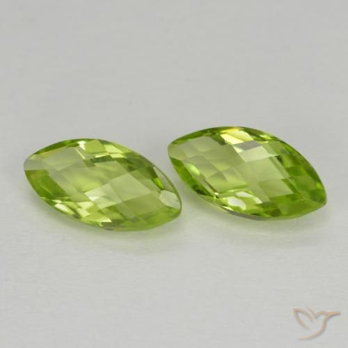 1.29 ct Marquise Checkerboard Peridot, 7.7 x 3.9 mm From China, Photo A
