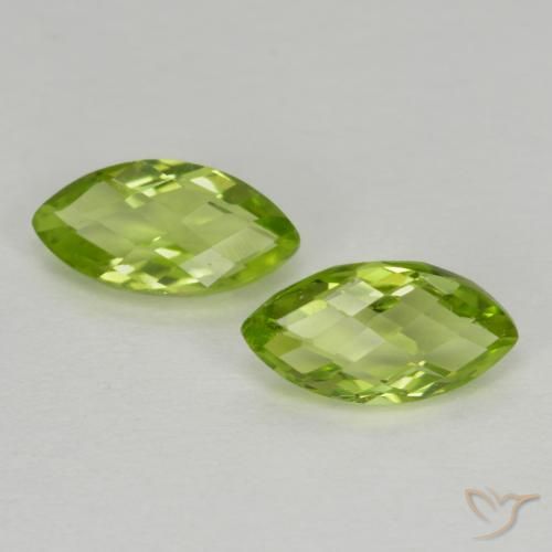1.29 ctw Green Peridot Stones, Natural Peridot in Marquise Checkerboard (double sided) Shape for Sale