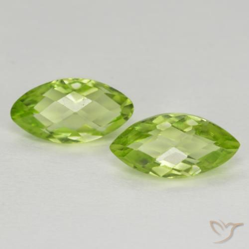1.31 ct Marquise Checkerboard Peridot, 7.6 x 4 mm From China, Photo A