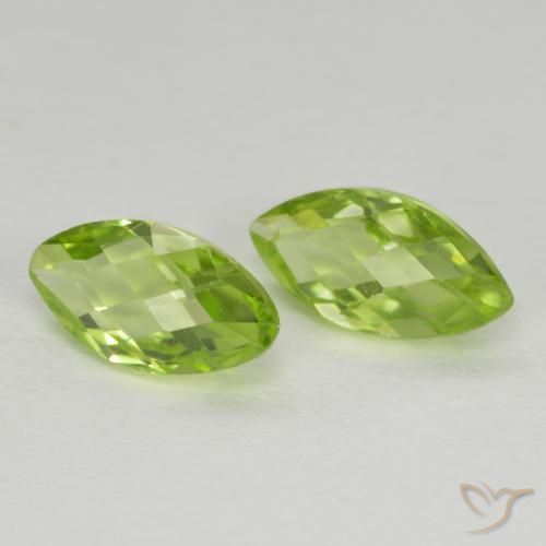 1.31 ctw Green Peridot Stones, Natural Peridot in Marquise Checkerboard (double sided) Shape for Sale