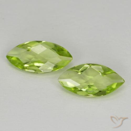 1.00 ctw Green Peridot Stones, Natural Peridot in Marquise Checkerboard (double sided) Shape for Sale