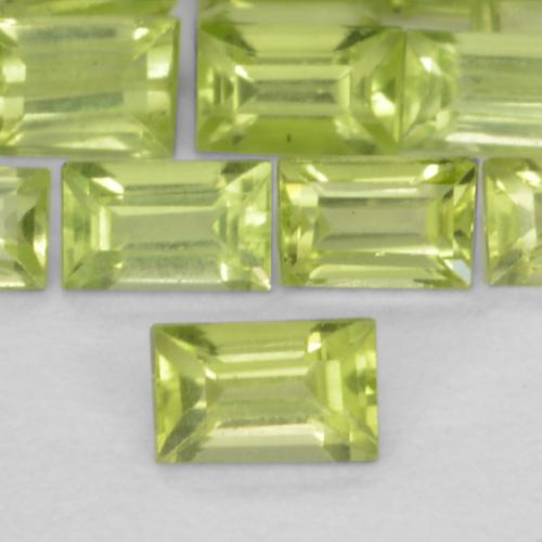 Лаймово-зеленый Хризолит Камень - 0.1ct Фасетная Огранка Багет (ID: 572101)