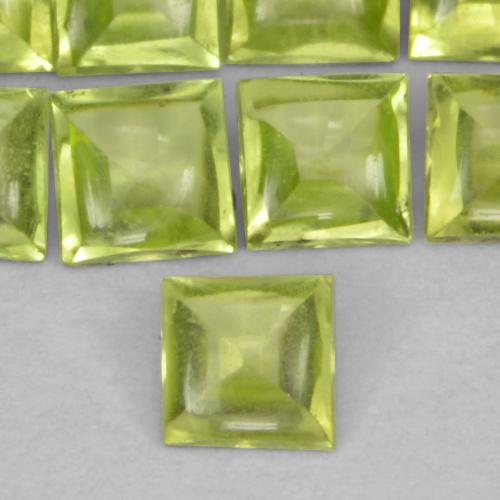 Lime Green Peridot Gem - 0.1ct Square Buff-Top (ID: 572102)