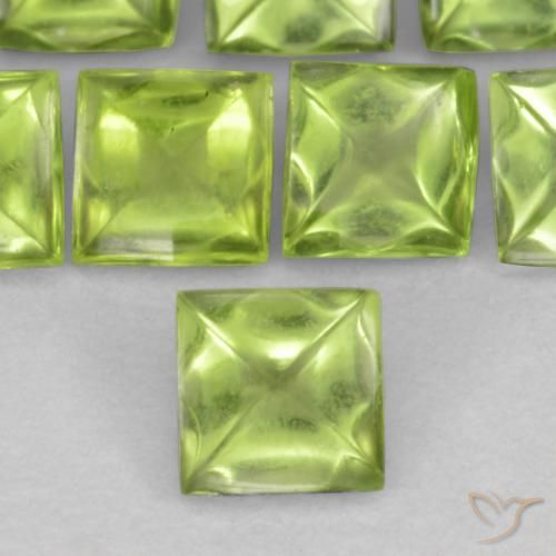 1.01 ct Square Buff Top Peridot, 3.5 x 3.5 mm From China, Photo A