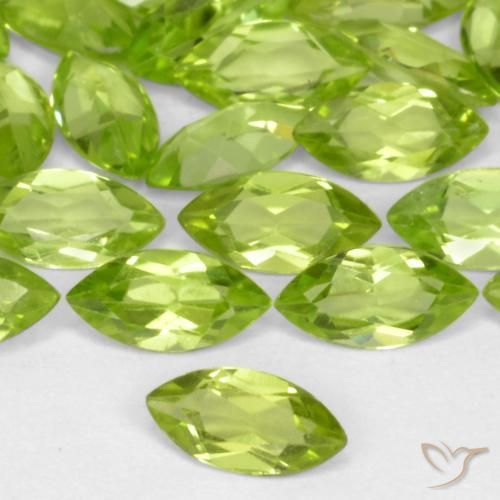 34.26 ctw Green Peridot Stones, Natural Peridot in Marquise Facet Shape for Sale