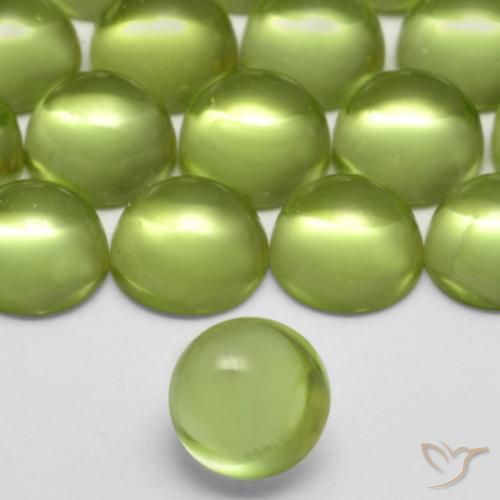 37.34 ctw Green Peridot Stones, Natural Peridot in Round Cabochon Shape for Sale