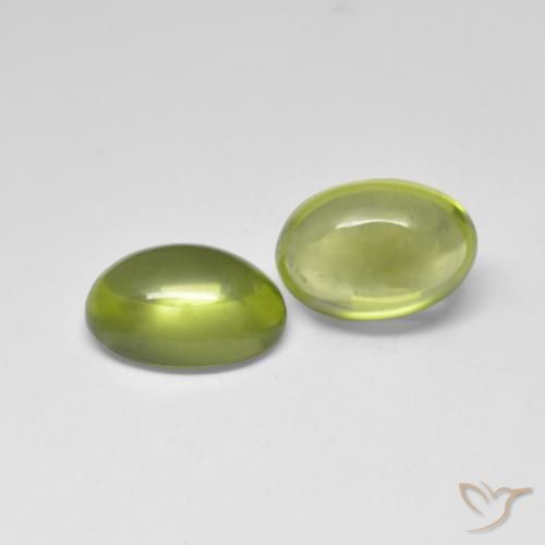 1.12 ctw Green Peridot Stones, Natural Peridot in Oval Cabochon Shape for Sale