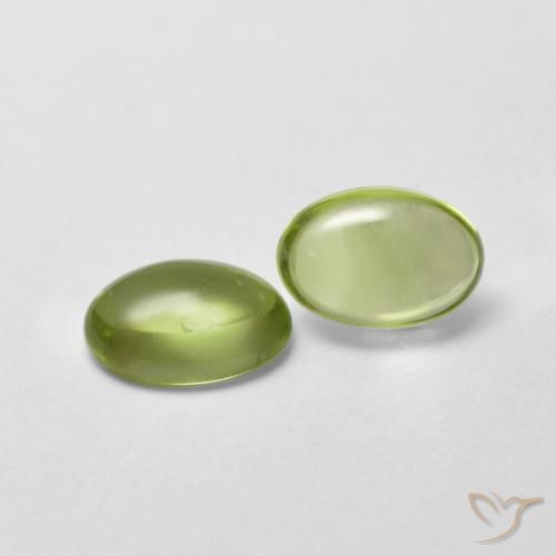 0.95 ctw Green Peridot Stones, Natural Peridot in Oval Cabochon Shape for Sale