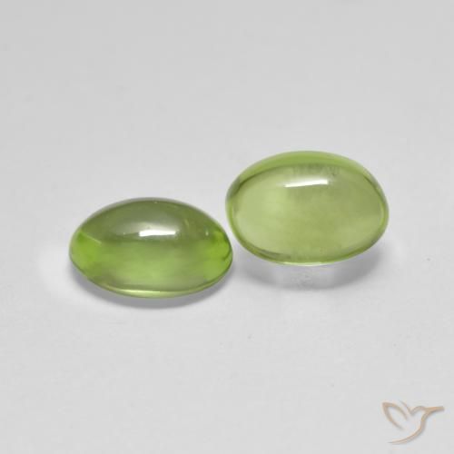 1.07 ctw Green Peridot Stones, Natural Peridot in Oval Cabochon Shape for Sale