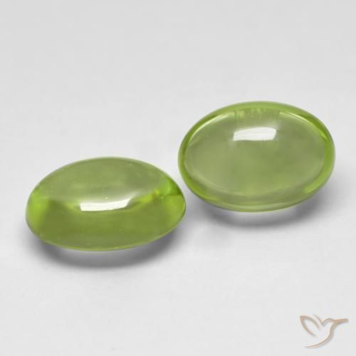 1.06 ctw Green Peridot Stones, Natural Peridot in Oval Cabochon Shape for Sale