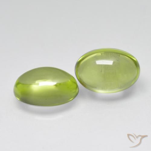 1.21 ctw Green Peridot Stones, Natural Peridot in Oval Cabochon Shape for Sale