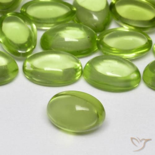 34.61 ctw Green Peridot Stones, Natural Peridot in Oval Cabochon Shape for Sale