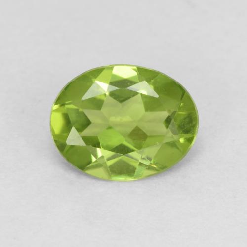Medium Green Хризолит Камень - 1.6ct Фасетный Овал (ID: 580145)