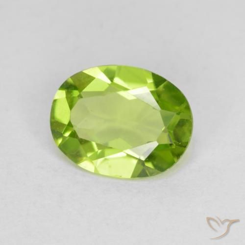 1.59 ct Green Peridot Stone, Natural Peridot in Oval Facet Shape for Sale