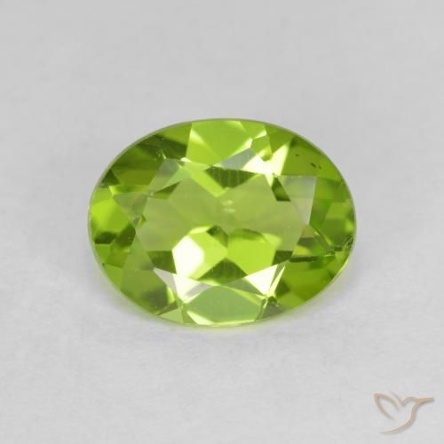 Medium Green Хризолит Камень - 1.8ct Фасетный Овал (ID: 582381)
