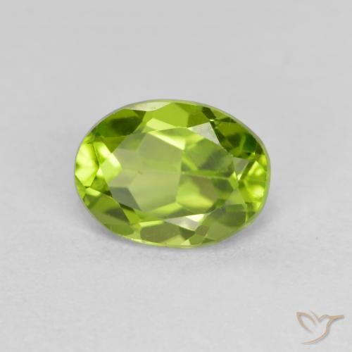 1.68 ct Green Peridot Stone, Natural Peridot in Oval Facet Shape for Sale