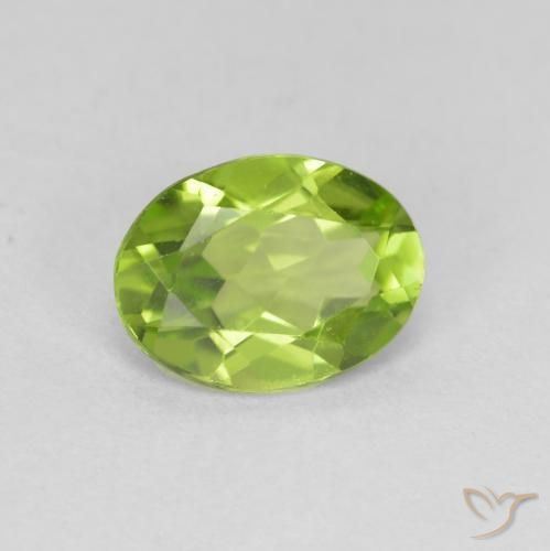 1.62 ct Green Peridot Stone, Natural Peridot in Oval Facet Shape for Sale