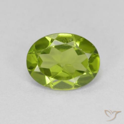 1.82 ct Green Peridot Gemstone, Peridot Gem in Oval Facet Shape for Sale.