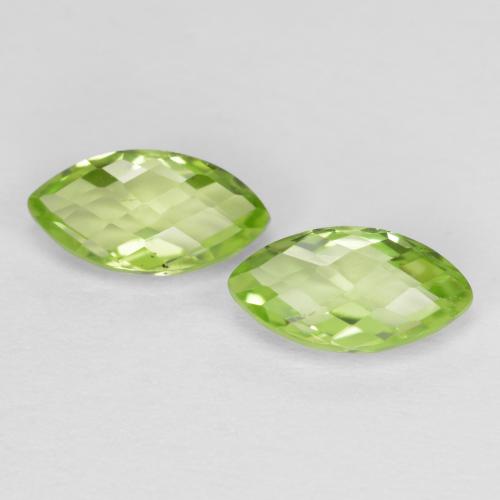 Light Lively Green Peridot Gem - 0.7ct Marquise Checkerboard (double sided) (ID: 585697)