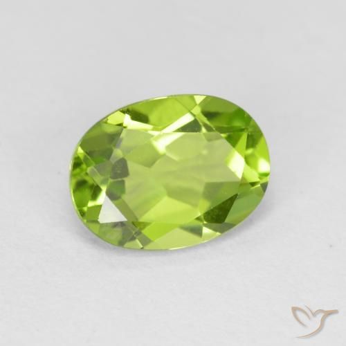 1.43 ct Green Peridot Stone, Natural Peridot in Oval Facet Shape for Sale