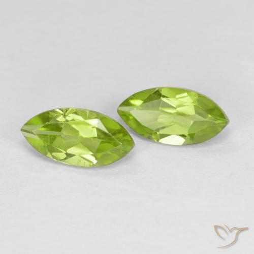 1.25 ctw Green Peridot Stones, Natural Peridot in Marquise Facet Shape for Sale