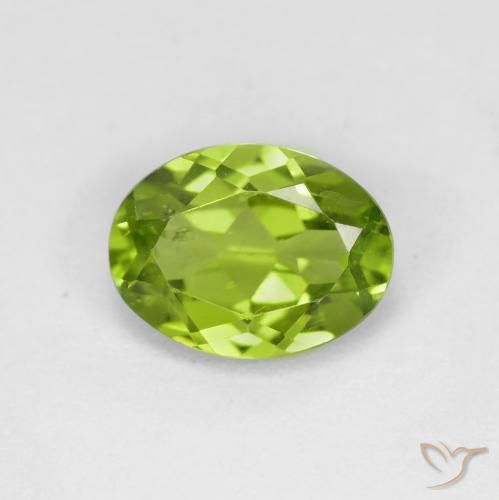 1.30ct Natural Light Lively Green Peridot, Oval, VS