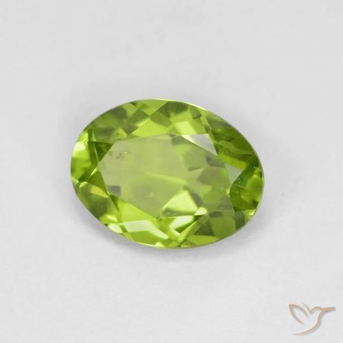 1.30 ct Green Peridot Stone, Natural Peridot in Oval Facet Shape for Sale