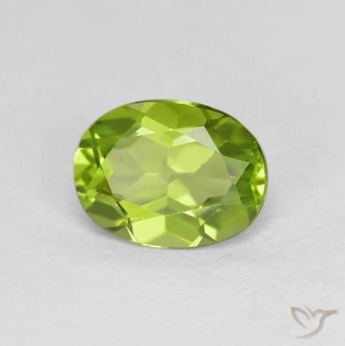 1.36 ct Green Peridot Stone, Natural Peridot in Oval Facet Shape for Sale