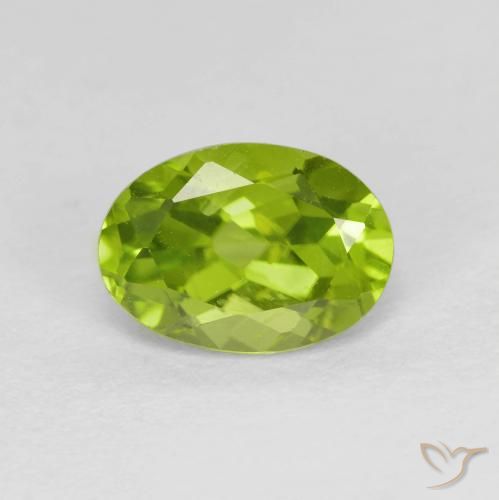 1.53 ct Green Peridot Gemstone, Peridot Gem in Oval Facet Shape for Sale.