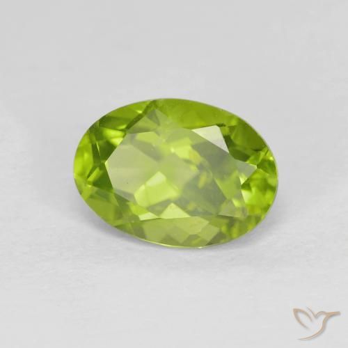 1.53 ct Green Peridot Stone, Natural Peridot in Oval Facet Shape for Sale