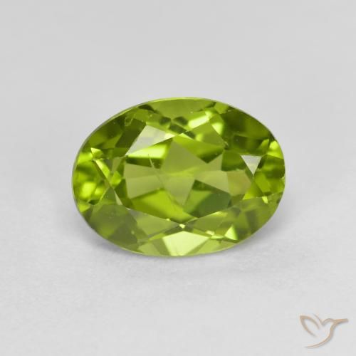 1.45 ct Green Peridot Gemstone, Peridot Gem in Oval Facet Shape for Sale.