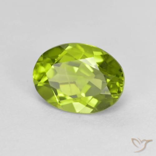 1.45 ct Green Peridot Stone, Natural Peridot in Oval Facet Shape for Sale