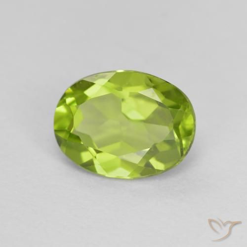 1.35 ct Green Peridot Stone, Natural Peridot in Oval Facet Shape for Sale