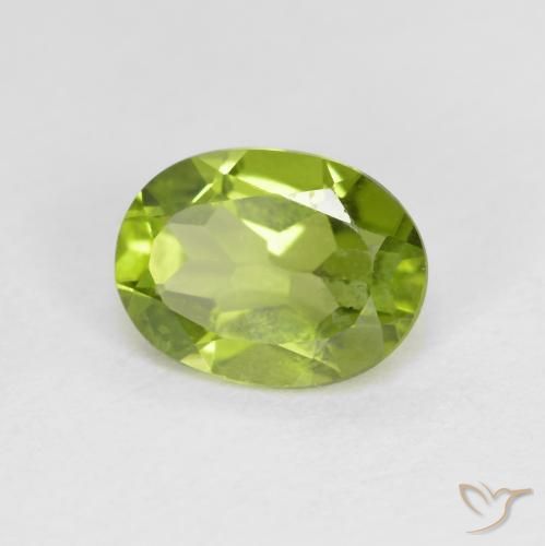 1.40 ct Green Peridot Stone, Natural Peridot in Oval Facet Shape for Sale