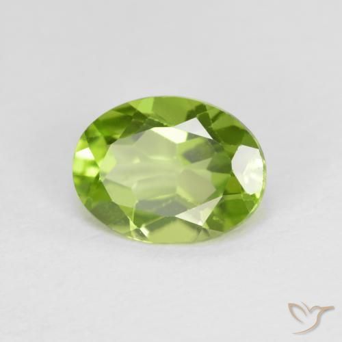 1.35 ct Green Peridot Stone, Natural Peridot in Oval Facet Shape for Sale