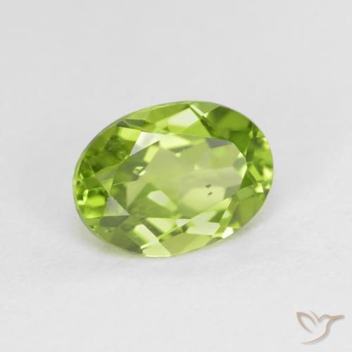 1.45 ct Green Peridot Stone, Natural Peridot in Oval Facet Shape for Sale